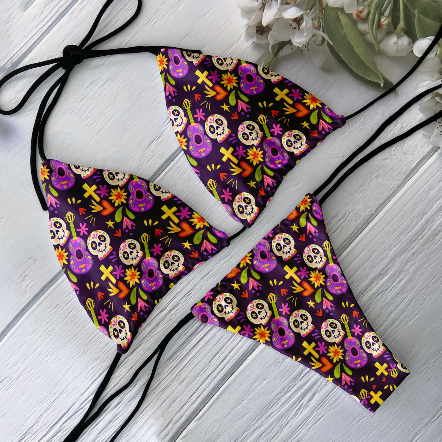 2 Piece Bikini Set Women Backless Low Waist Skull Pattern Printed Swimsuit Beach Surfing Vacation Swimwear - The Clothing Company Sydney