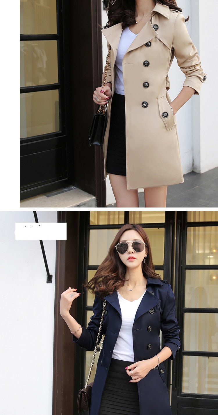 Spring And Autumn Women's Mid-Length Trench Coat Tie-In Jackets Coats The Clothing Company Sydney