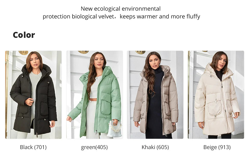 Hooded Parkas Women's Plus Size Casual Hooded Pocket Women Down Jacket Coat Outwear - The Clothing Company Sydney