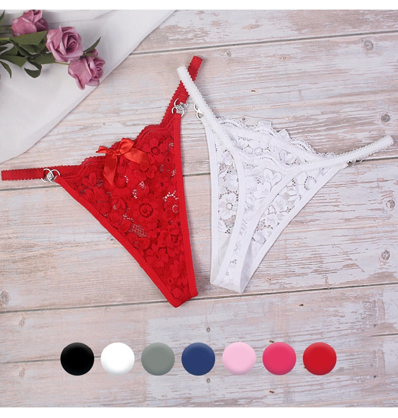 3 Piece Set Women's Lace Panties Perspective Underwear Low Waist Thin Strap Rhinestone Thong G-string Breathable Soft Lingerie The Clothing Company Sydney