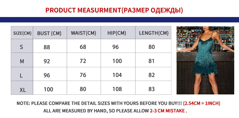 Tassel Sequins Feather Mini Dress Women's Spaghetti Strap Stitching Elegant Evening Party Club Dress - The Clothing Company Sydney
