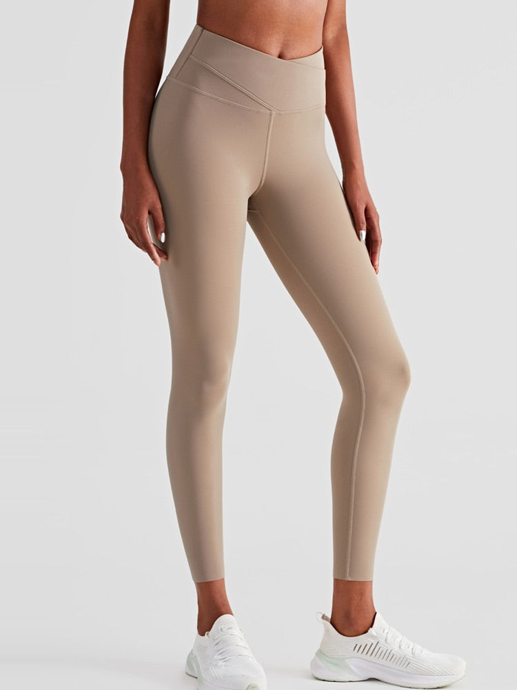 Women's Double Layer Abdominal Tightening Fitness Yoga Pants High Waist Hip Lifting Gym Sports Leggings Nude Tights The Clothing Company Sydney