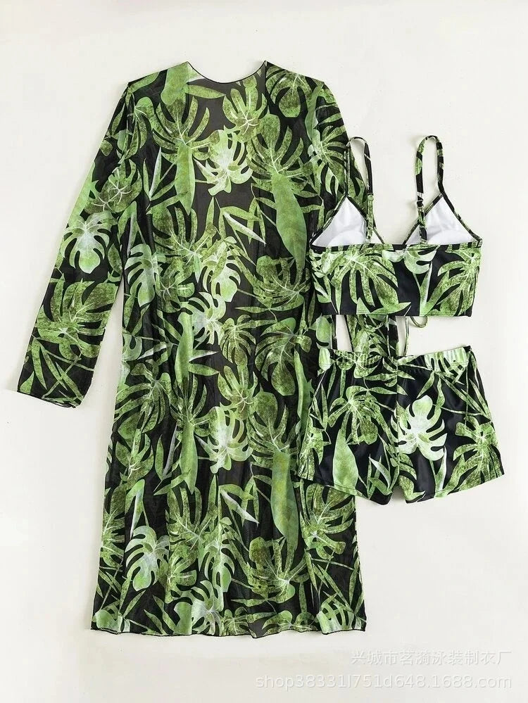 3 Piece Summer Print Swimsuits Tankini Sets Swimwear Beach Wear Bathing Suits Pool Women's Swimming Suit - The Clothing Company Sydney