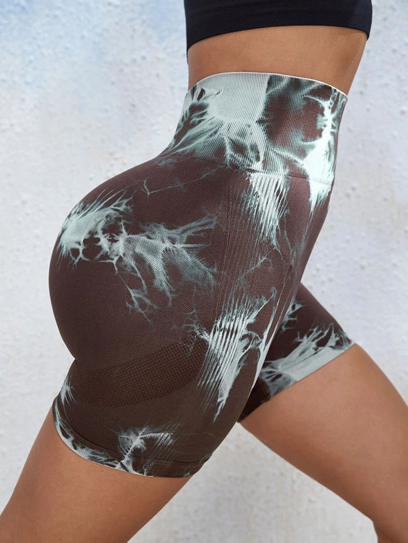 Tie Dye Yoga Shorts Marble Gym Shorts Women Push Up Sports Shorts Fitness Tights Breathable High Waist Booty Shorts The Clothing Company Sydney