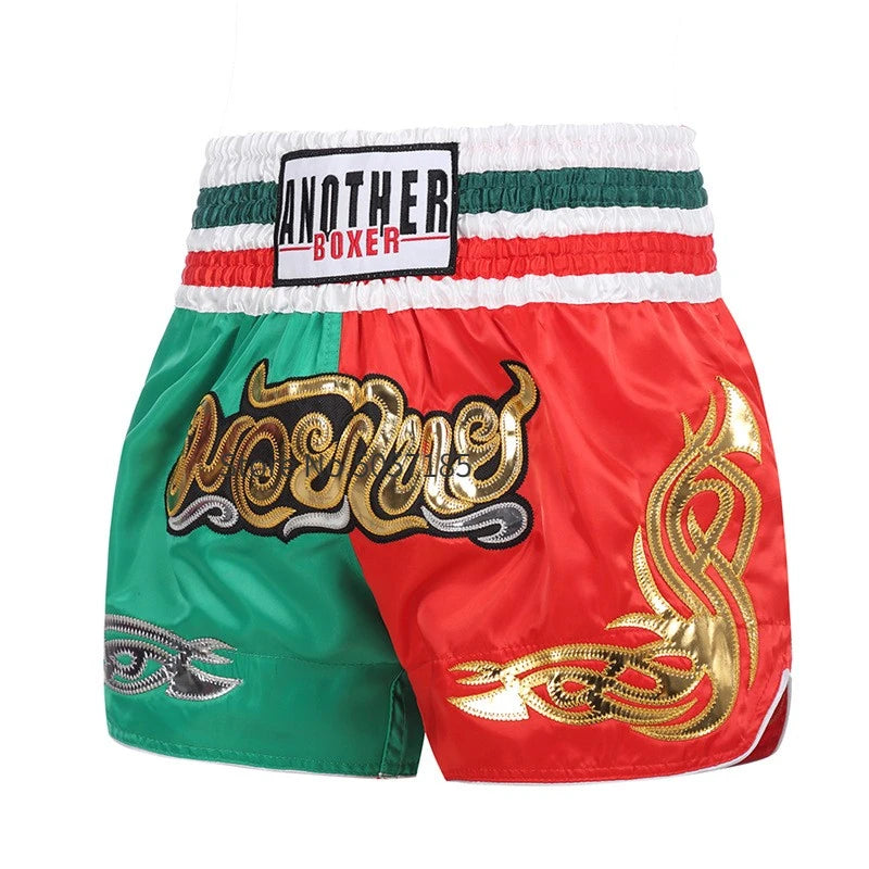 Muay Thai Shorts Men's Women's Boxing Shorts Child Embroidery Satin Kickboxing Pants Combat Grappling Cage Fighting MMA Shorts - The Clothing Company Sydney