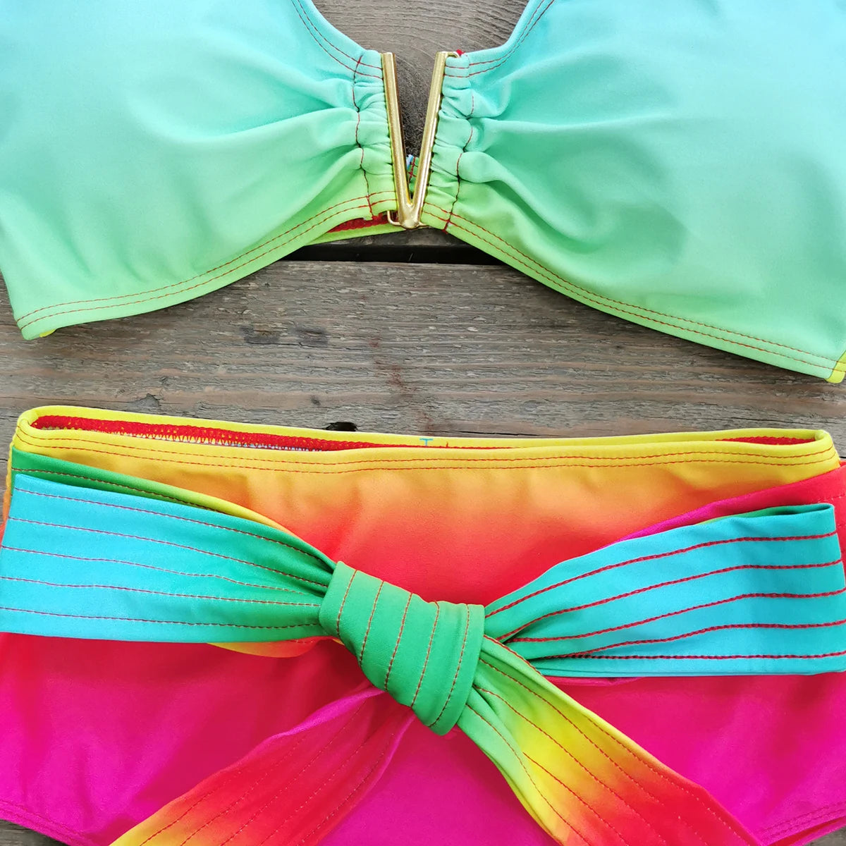 V-Neck High Waist Bikini Sets Shoulder Ruffled Printed Swimsuit Two Piece Swimwear Bathing Suits The Clothing Company Sydney