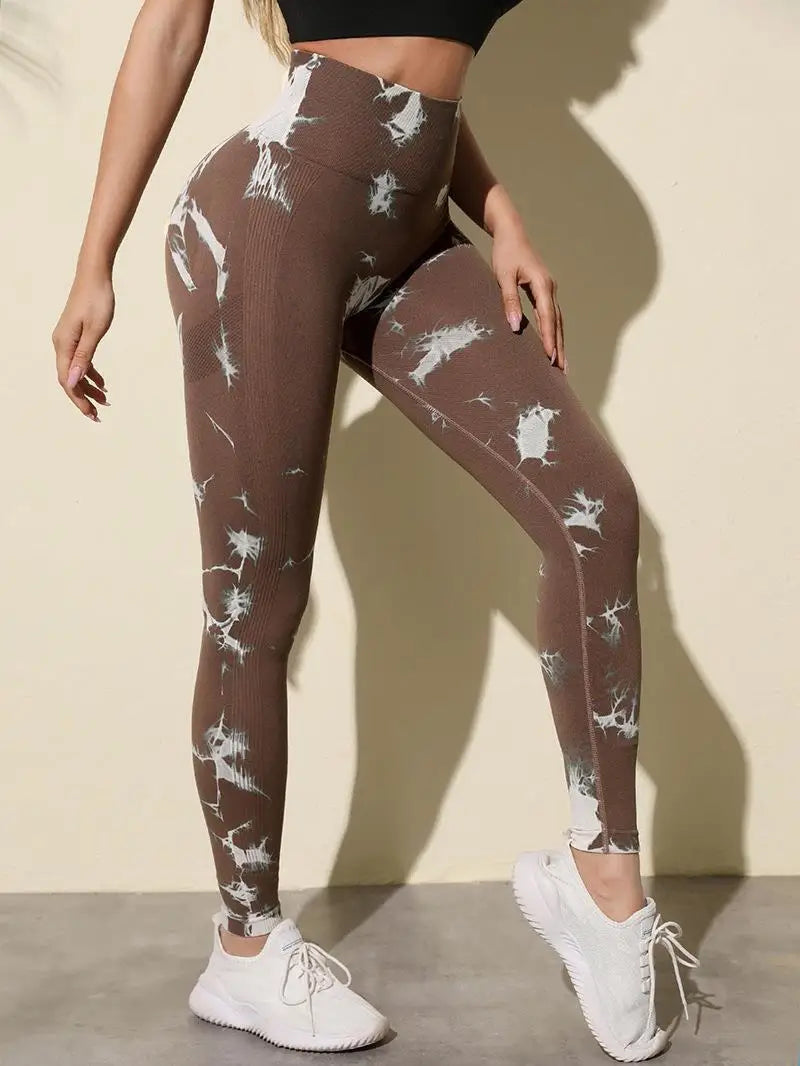 Hip Lifting Seamless Fitness Gym Leggings Tie-Dye Yoga Pants Women's Exercise Tights High Waist Workout Pants The Clothing Company Sydney