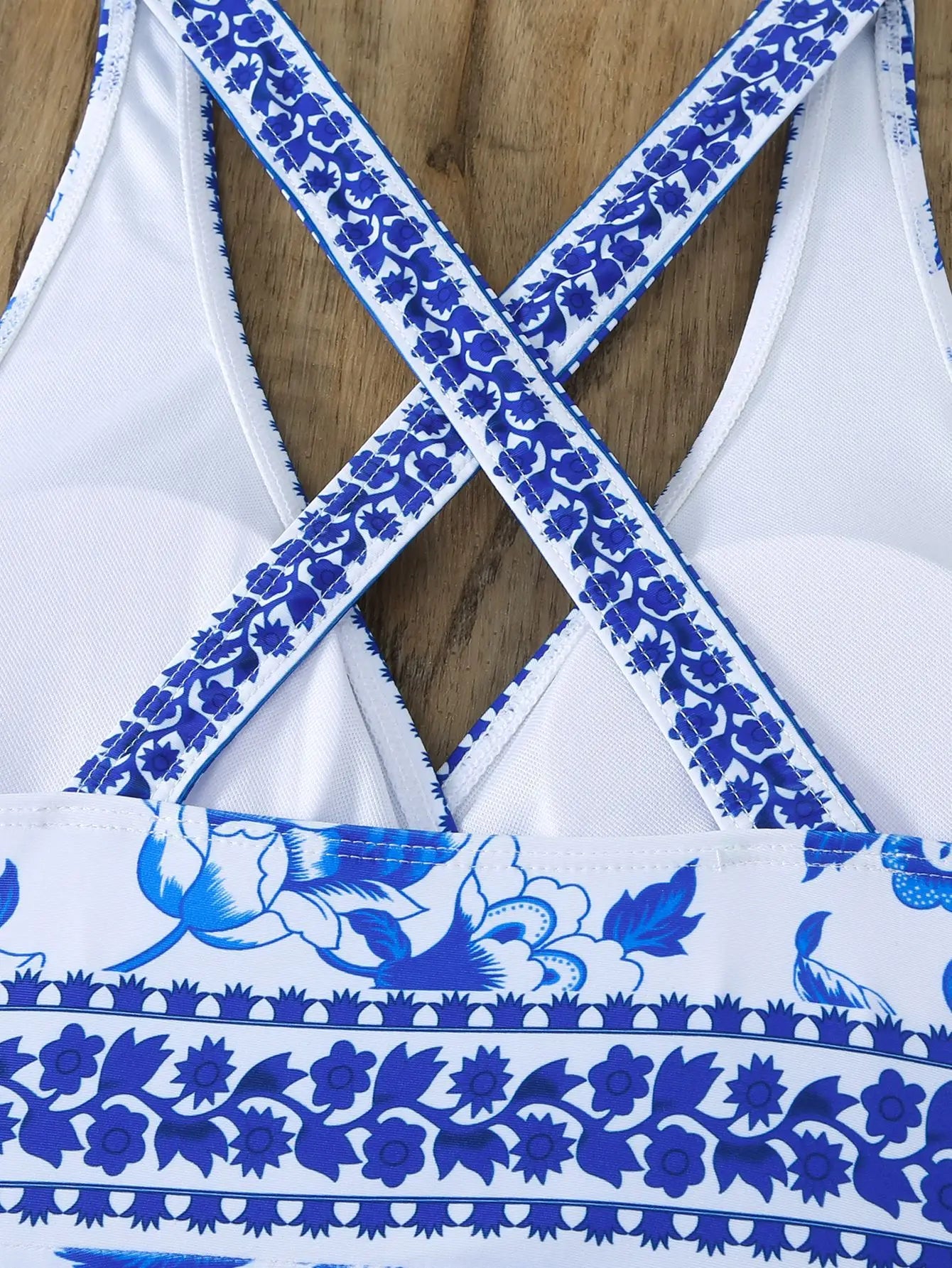 Summer Two Piece Swimsuit Vintage Floral Print Swimwear Female Tankini Sets Deep V Beach Wear Women Swimming Bathing Suit - The Clothing Company Sydney