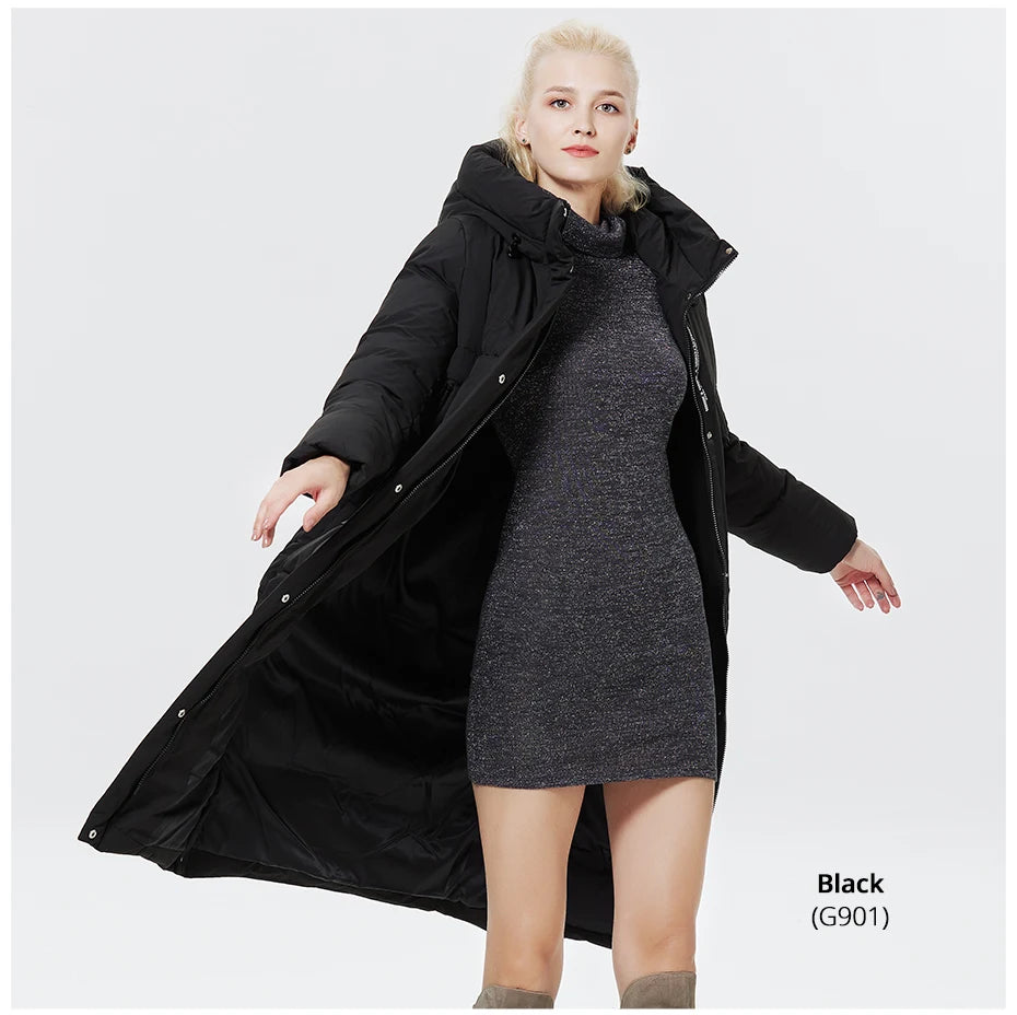 Women's Outwear Parka Super Long Warm And Windproof Zipper Cotton Coat Winter Jackets - The Clothing Company Sydney