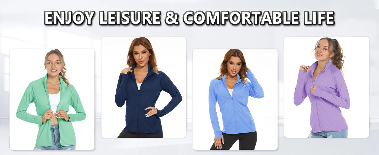 UPF 50+ Sun Protection Summer Shirts Women's Long Sleeve Shirts Full Zip Casual Jackets Zipper Pockets Golf Athlete Tops The Clothing Company Sydney