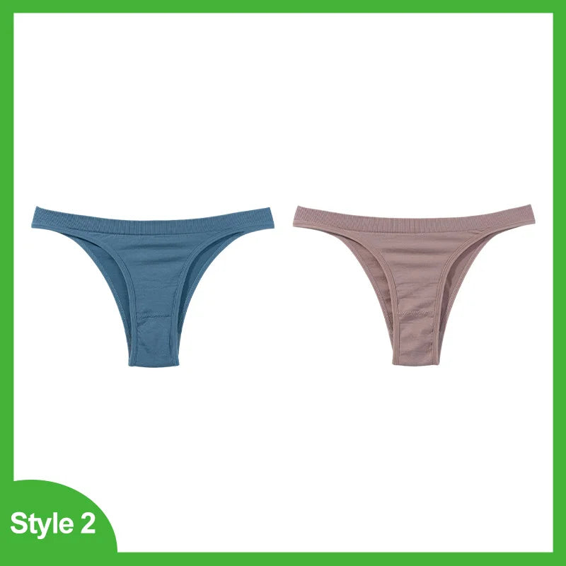 2 Pack Seamless Women Pantys Thongs High Waist Soft Underwear Solid Colors Breathable G-String The Clothing Company Sydney