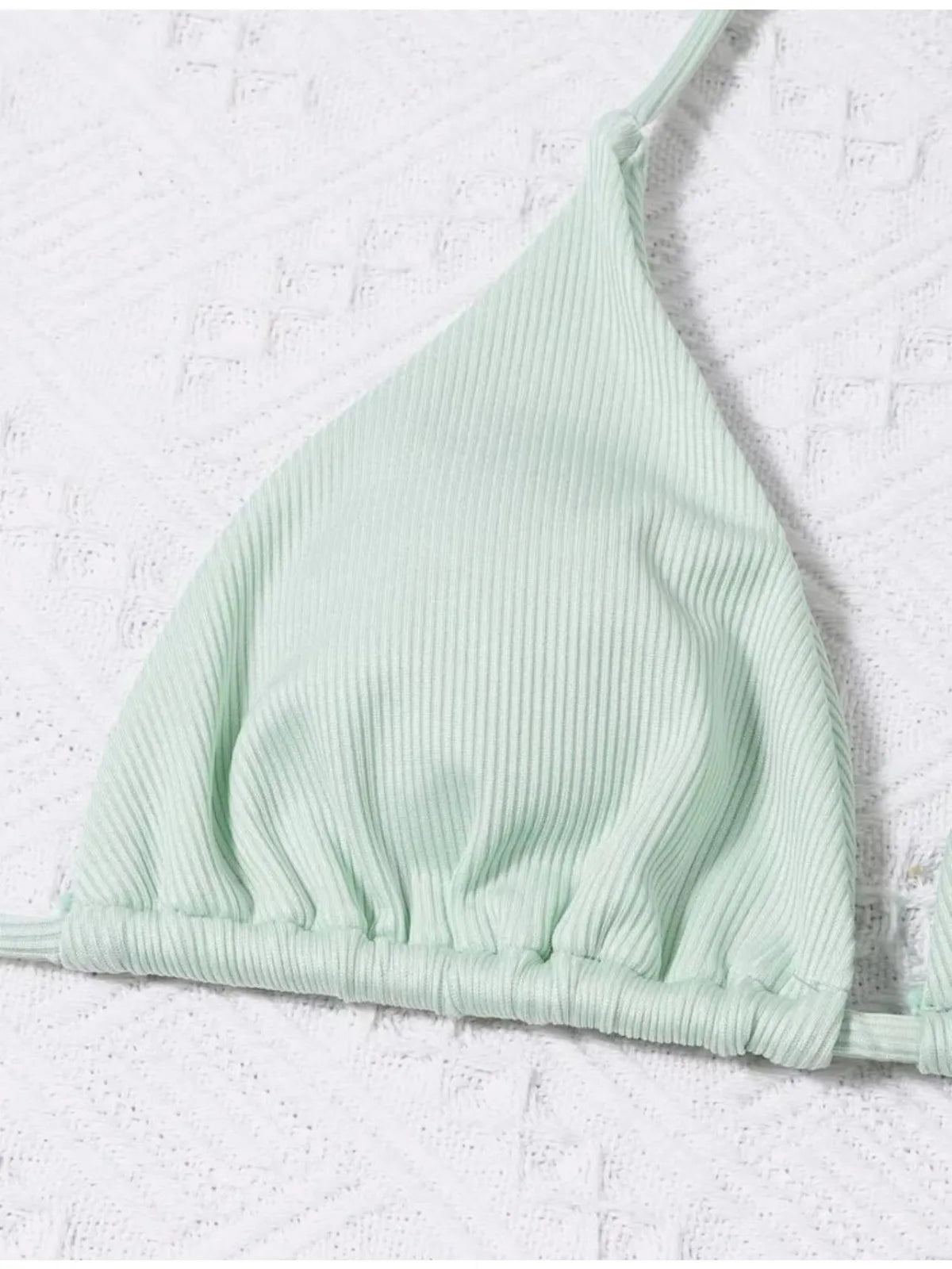 2 Piece Bathing Suit Ribbed Backless Pads Women Bikini Set Halter Triangle Bra Side Tie Thong Swimwear Set - The Clothing Company Sydney