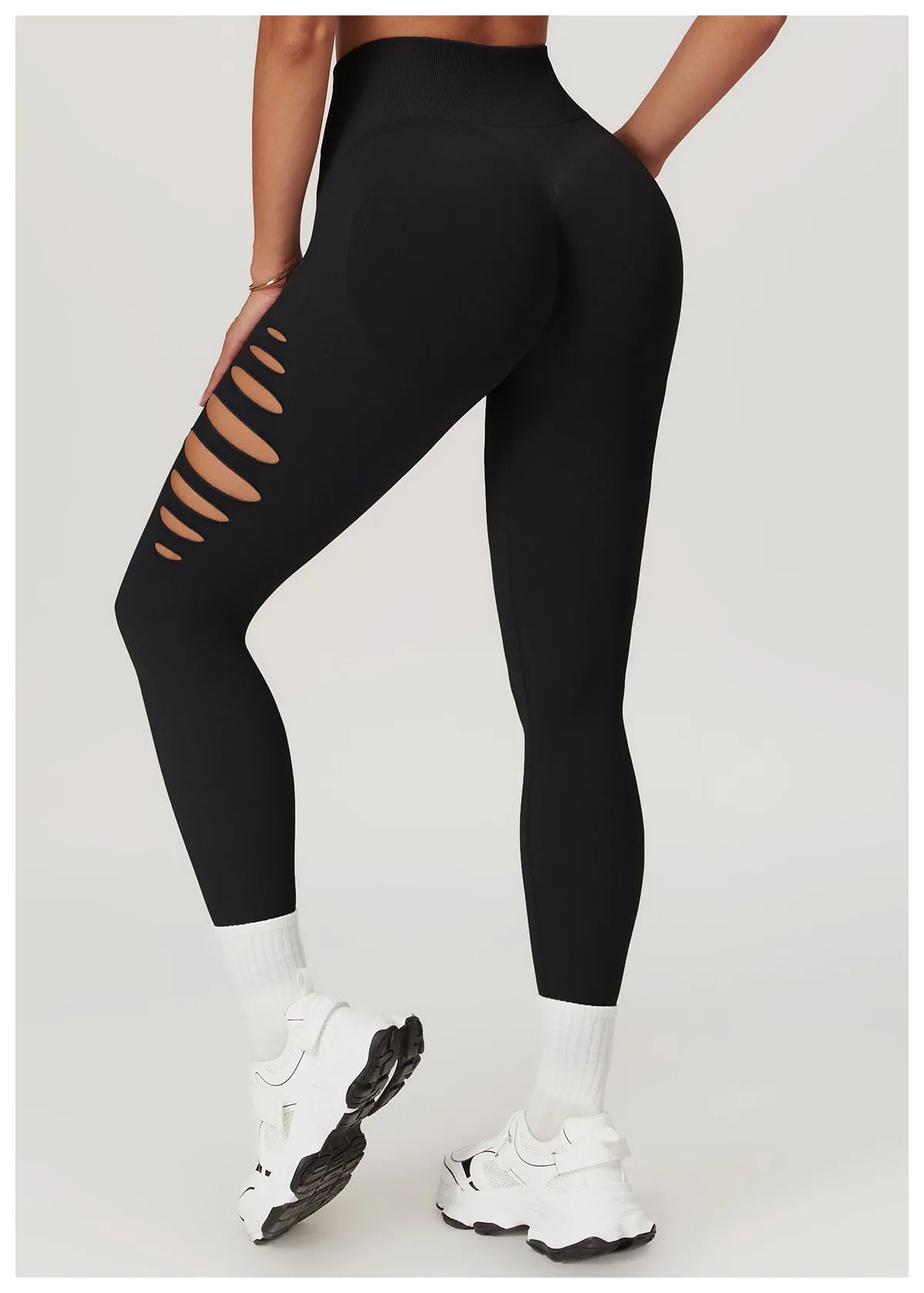 Seamless High-Waist Yoga Leggings – Hollow-Out Push-Up Workout Tights for Women - The Clothing Company Sydney
