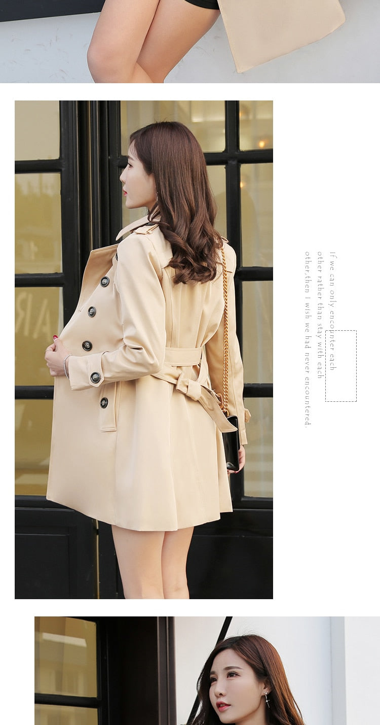 Spring And Autumn Women's Mid-Length Trench Coat Tie-In Jackets Coats The Clothing Company Sydney