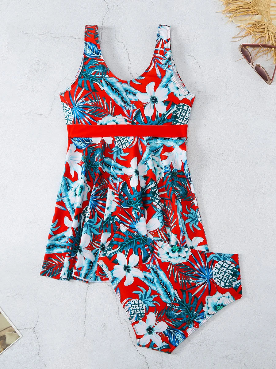 Floral Tankini Set 2 Piece Women Swimsuit High Waist Swimwear Bathers Bathing Swimming Suit Summer Beachwear - The Clothing Company Sydney