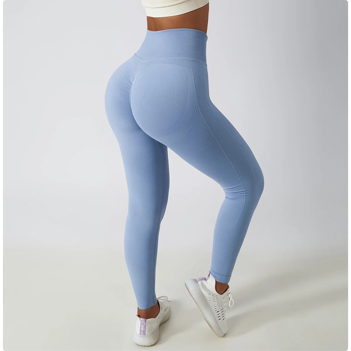 Women's Ribbed Seamless Yoga Pants High Waist Gym Leggings Sports Fitness Legging Running Tights - The Clothing Company Sydney