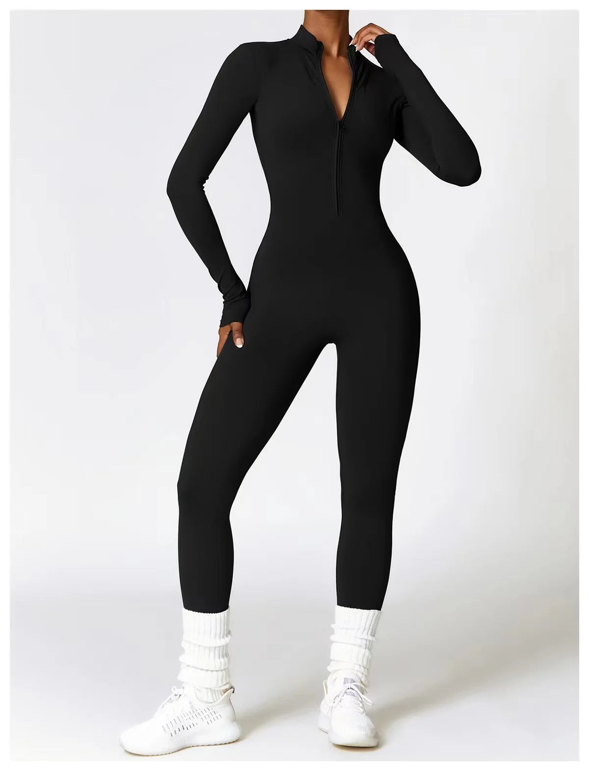 Women's One-piece Yoga Pants Short/Long-sleeved Warm ski Overalls Outerwear High Elastic Cycling Bodybuilding Bodysuit - The Clothing Company Sydney