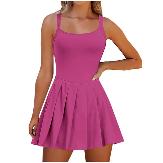 Women'S Fashionable Sleeveless Casual Sports Short Strap Dress Elegant Dress - The Clothing Company Sydney