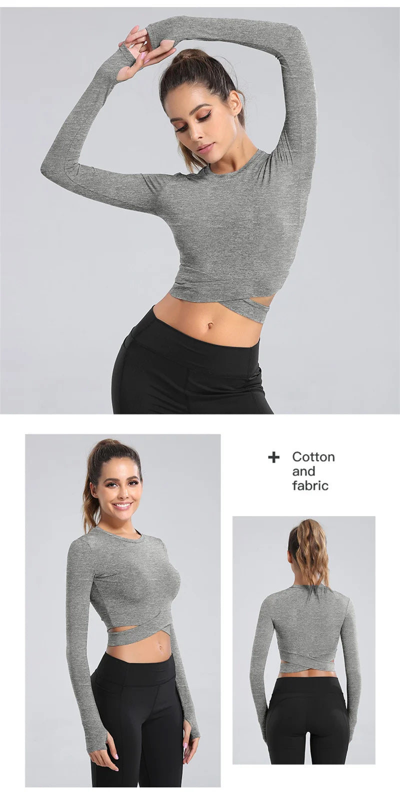 Long Sleeve Midriff Yoga Tops Sports Fitness Crop Top Gym Shirts Slim Fit Running Tank Tops Criss Cross Top The Clothing Company Sydney