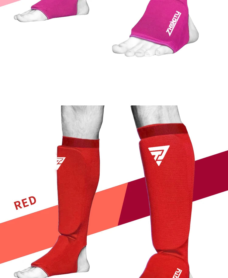 Adult Kids Cotton Boxing Shin Guards MMA Instep Ankle Protector Foot Protection Kickboxing Pad Muaythai Training Leg Support Protectors The Clothing Company Sydney