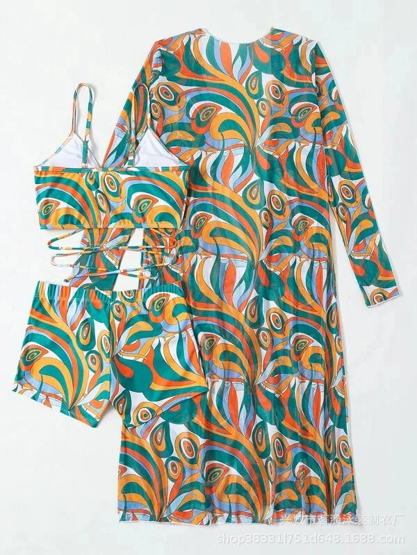 3 Piece Summer Print Swimsuits Tankini Sets Swimwear Beach Wear Bathing Suits Pool Women's Swimming Suit - The Clothing Company Sydney