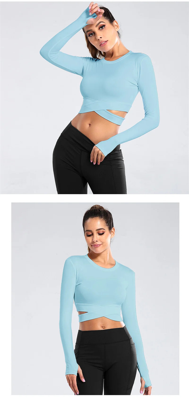 Long Sleeve Midriff Yoga Tops Sports Fitness Crop Top Gym Shirts Slim Fit Running Tank Tops Criss Cross Top The Clothing Company Sydney