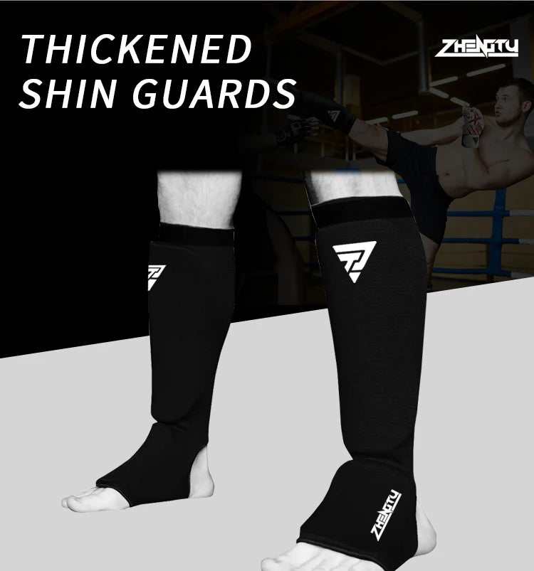 Adult Kids Cotton Boxing Shin Guards MMA Instep Ankle Protector Foot Protection Kickboxing Pad Muaythai Training Leg Support Protectors The Clothing Company Sydney