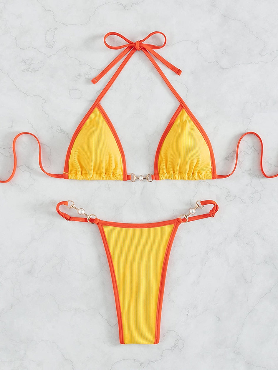 Two 2 Piece Chain Micro Bikini Swimsuit Female Swimwear Thong Bikinis Set Brazilian Bathing Suits Beach Wear Bather Set The Clothing Company Sydney