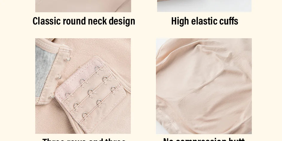 Spandex Elastic Body Suit Shapewear Women Body Shaper Long Sleeve Round Neck Seamless Shapers - The Clothing Company Sydney