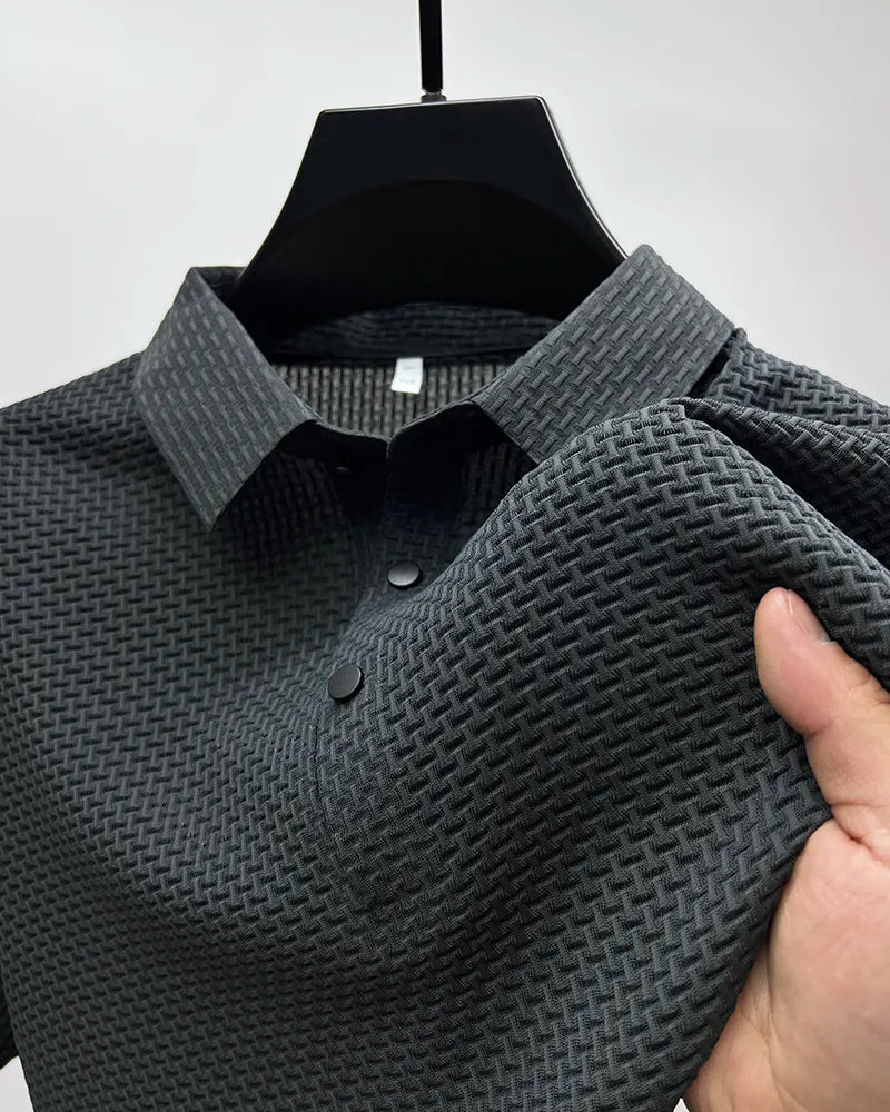 Summer Men's Lop-up Hollow Short-sleeved Polo Shirt Ice Silk Breathable Business Fashion T-Shirt Male Top The Clothing Company Sydney