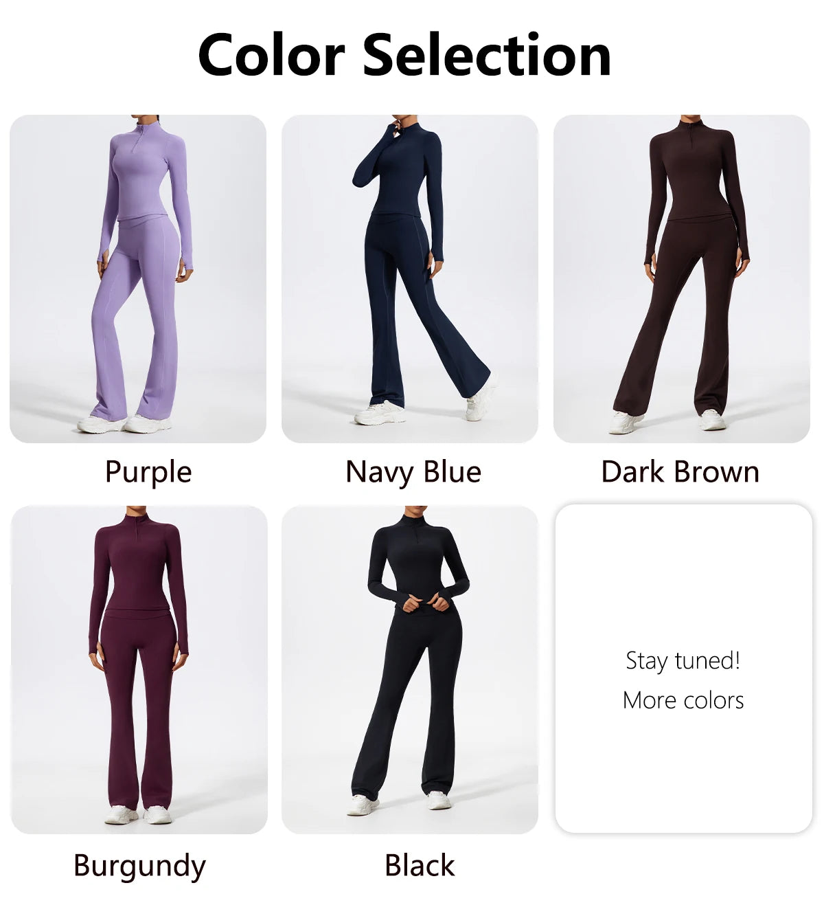 2 Piece Sports Suit Women Half Zipper Long Sleeves Slim Yoga Set Flared Activewear Gym Workout Sportswear The Clothing Company Sydney