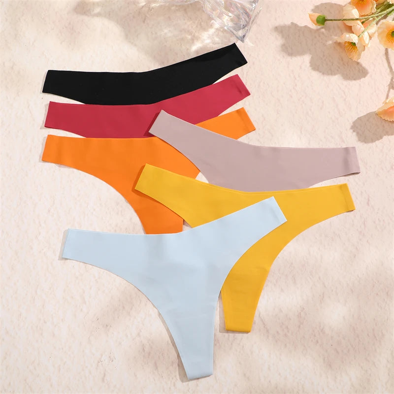 3 Pack Women Ice Silk Seamless Underpants Panties V-Waist Sport Thongs Low Rise Breathable G-string Underwear - The Clothing Company Sydney