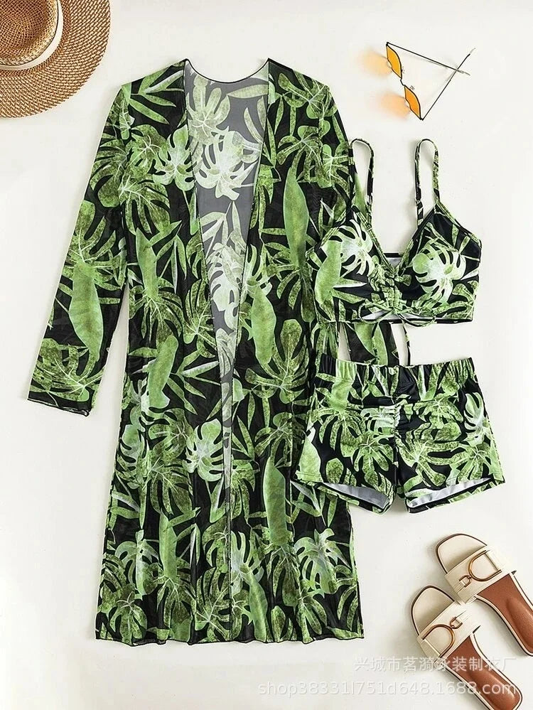 3 Piece Summer Print Swimsuits Tankini Sets Swimwear Beach Wear Bathing Suits Pool Women's Swimming Suit - The Clothing Company Sydney