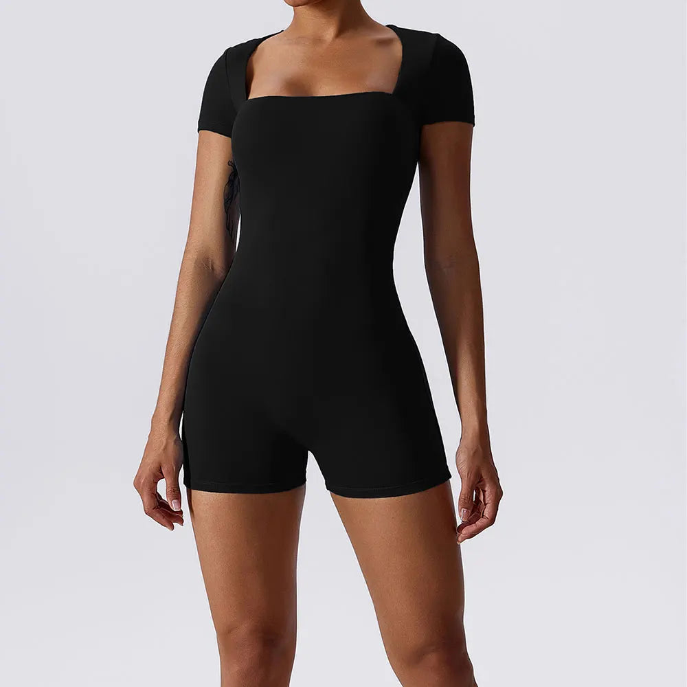 Summer Yoga Suit Women's Short One Piece Short Sleeve Gym Push Up Training Fitness Yoga Bodysuit Sportswear Outfit The Clothing Company Sydney