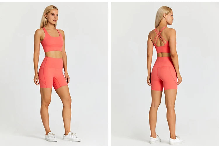 Yoga Shorts Set Women Fitness Suit 2 Piece Sports Gym Wear Workout Clothes Running Sportswear Sport Outfit The Clothing Company Sydney