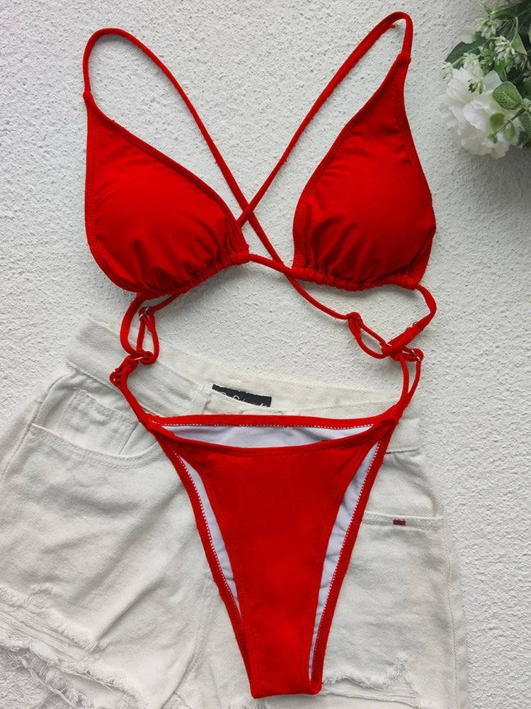 Extreme Mini Micro String Women Swimwear One Piece Swimsuit Female Cross Backless Monokini High Cut Bathing Suit The Clothing Company Sydney