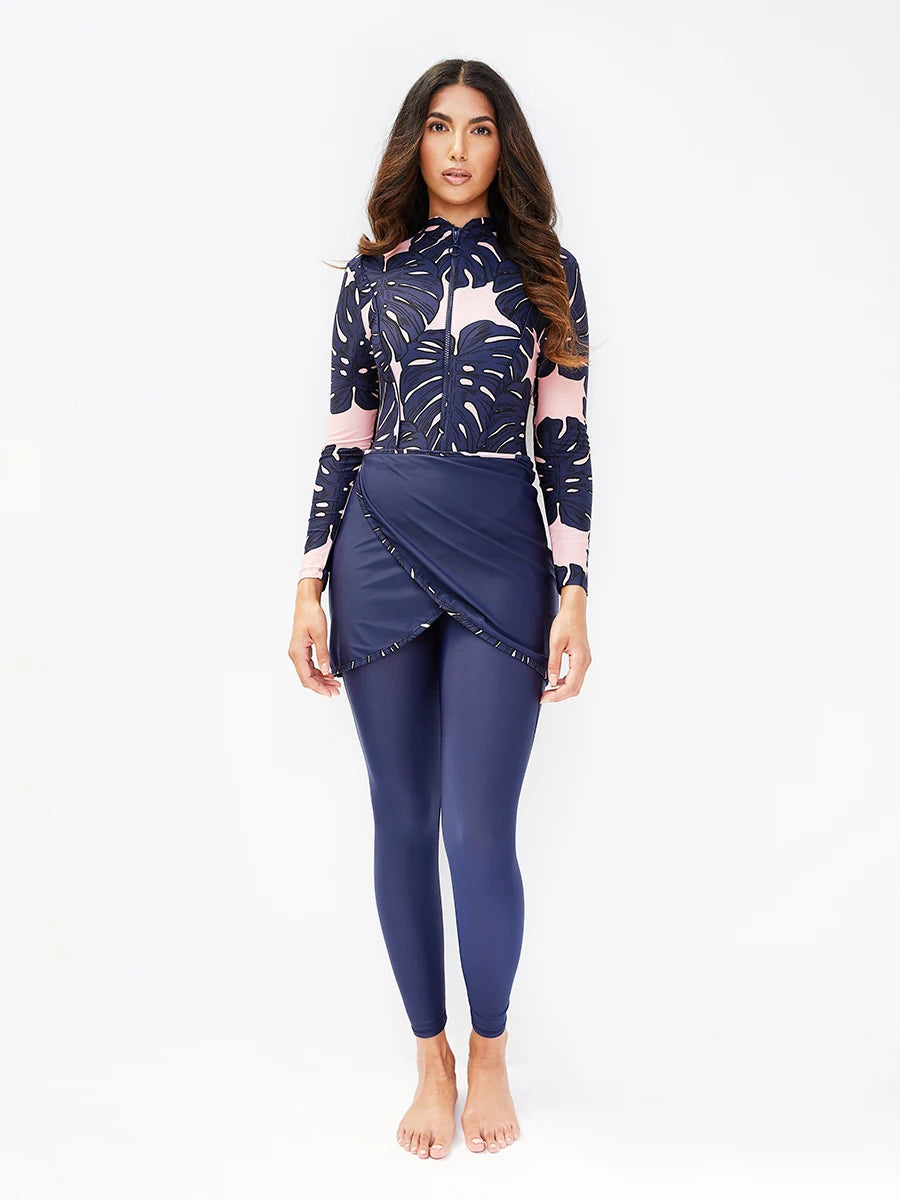 3 Piece Swimwear Women Full Length Patchwork Long Sleeves Sports Bathing Suit Quick Drying Swimsuit The Clothing Company Sydney