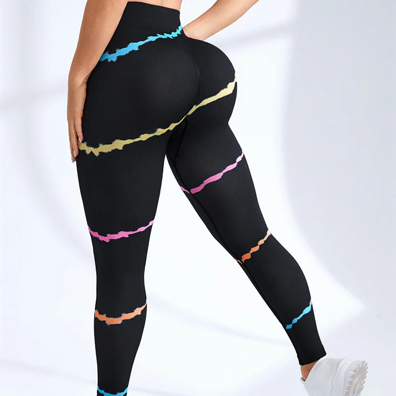 3D Print Tie Dye Sports Women Seamless High Waist Fitness Push Up Leggings Gym Clothing Workout Tights Pants - The Clothing Company Sydney