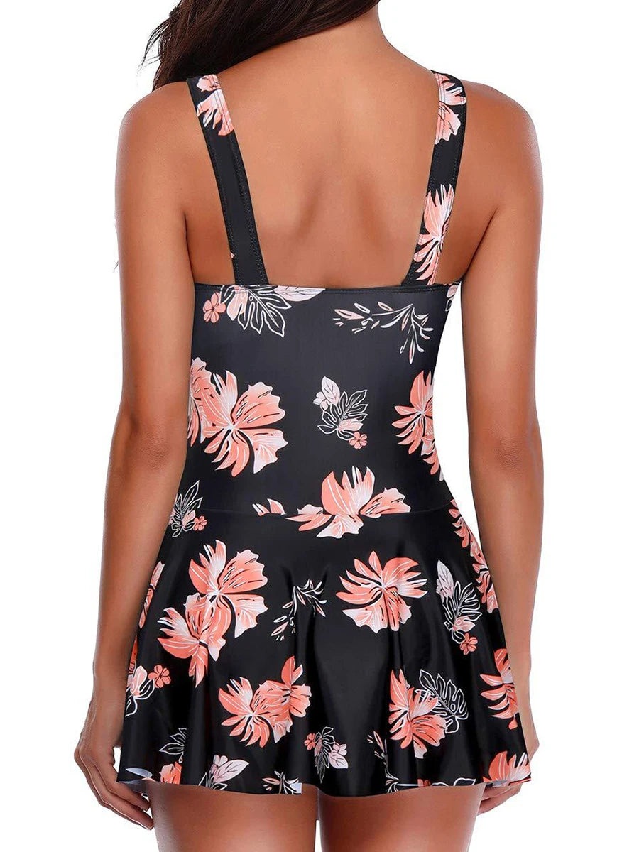 Printed Womens One Piece Swim Dress Padded Swimwear Bathers SwimSuit Beachwear - The Clothing Company Sydney