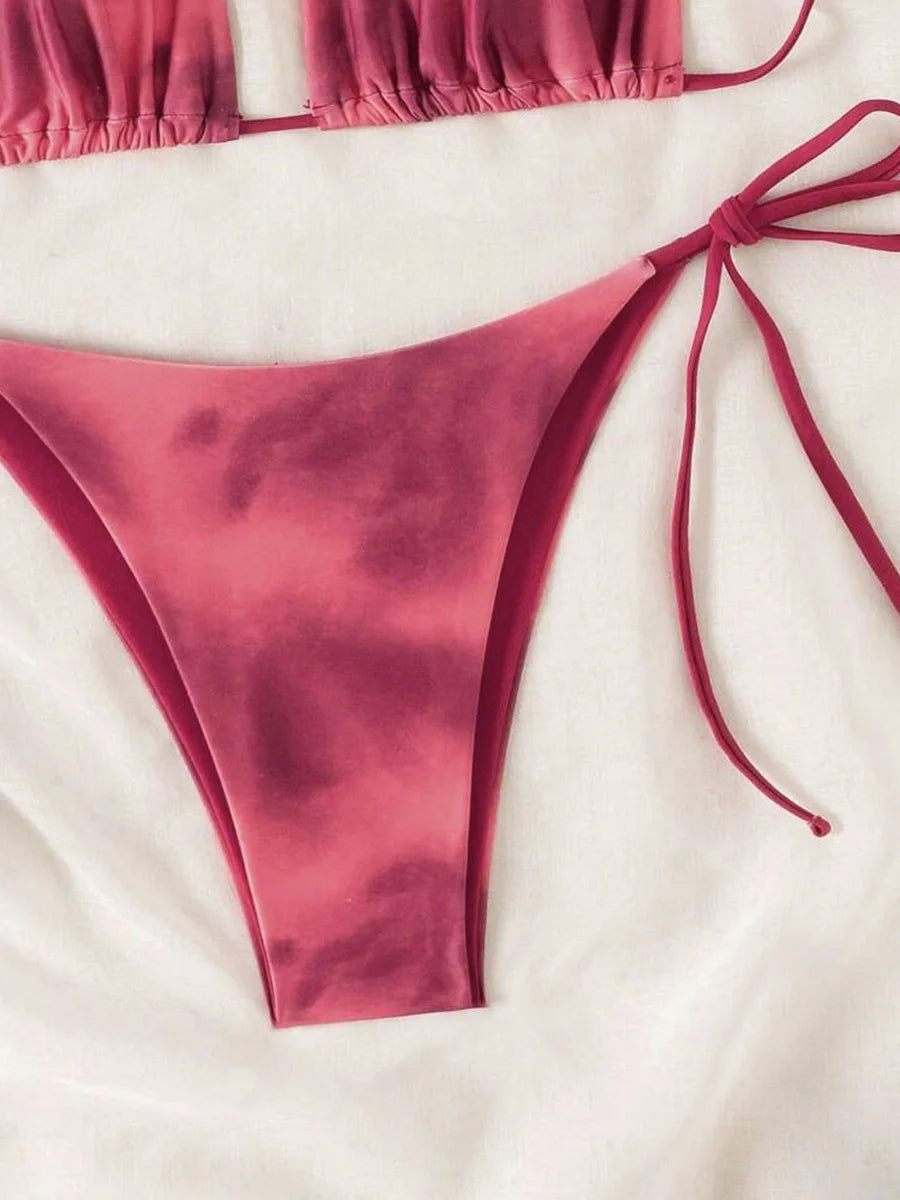 Tie Dye Mini Micro String Bikini Women Swimwear Swimsuit Two Piece Bikini Set Halter Bathing Suit The Clothing Company Sydney