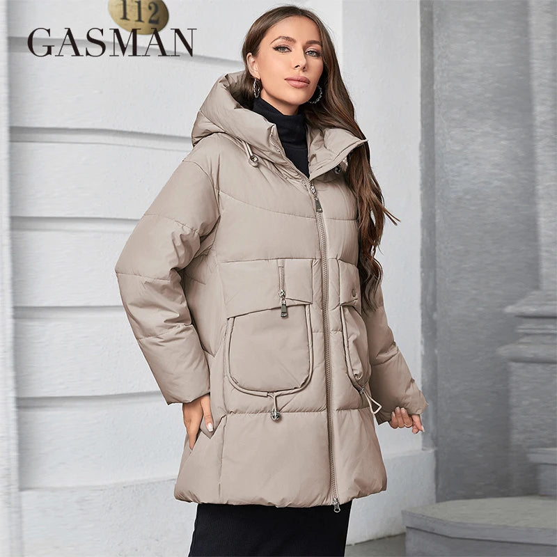 Hooded Parkas Women's Plus Size Casual Hooded Pocket Women Down Jacket Coat Outwear - The Clothing Company Sydney