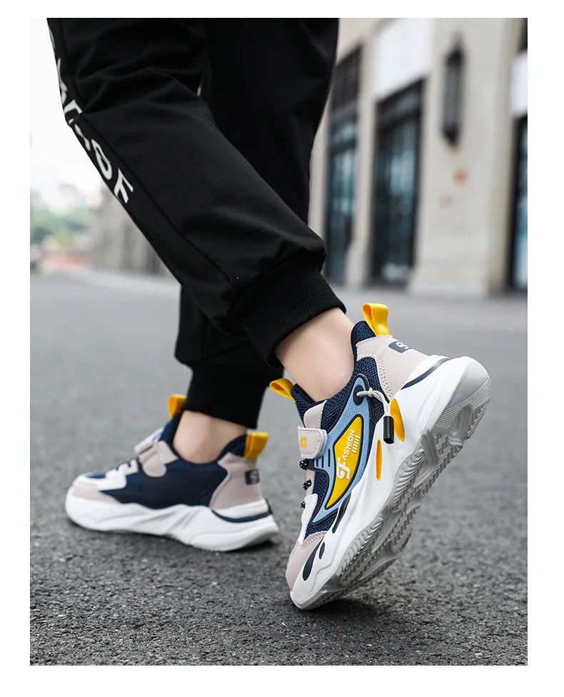 Boys’ Breathable Mesh Sneakers – Non-Slip Lightweight Kids Sports Shoes with Hook & Loop Closure (Ages 7–13) The Clothing Company Sydney