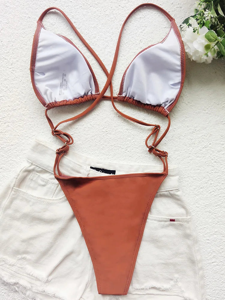 Extreme Mini Micro String Women Swimwear One Piece Swimsuit Female Cross Backless Monokini High Cut Bathing Suit The Clothing Company Sydney