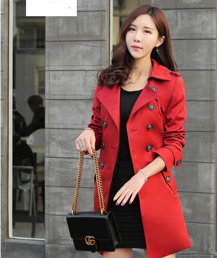 Spring And Autumn Women's Mid-Length Trench Coat Tie-In Jackets Coats The Clothing Company Sydney