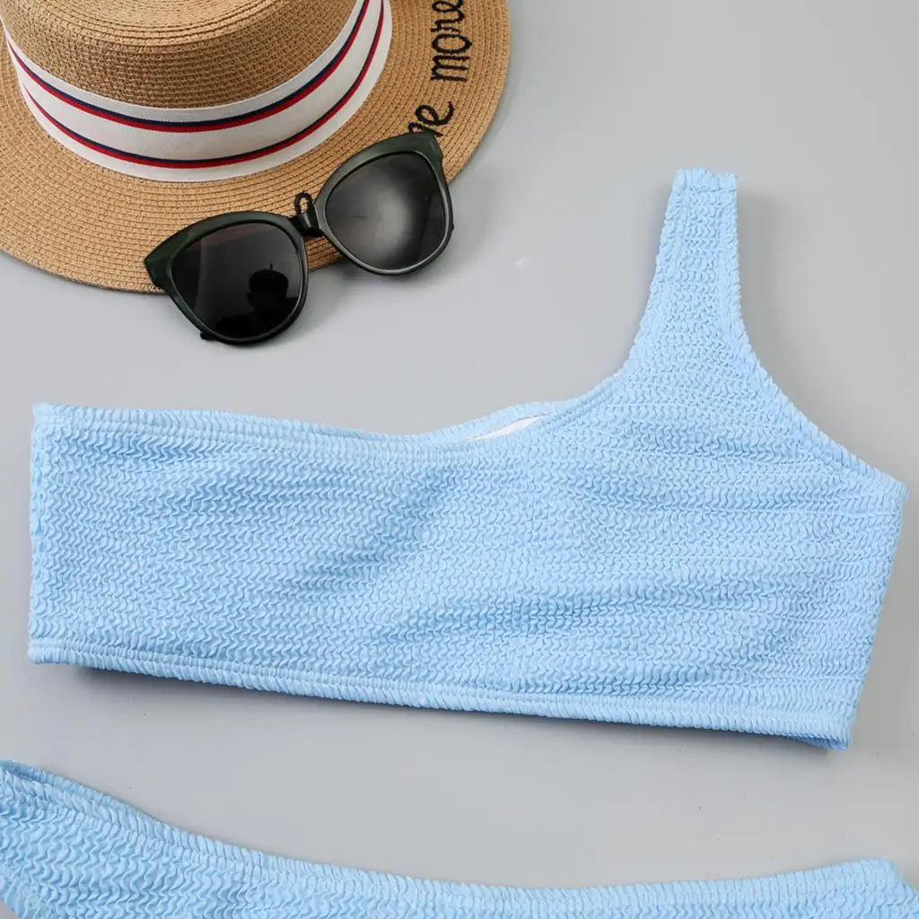 One Shoulder Bikini Women Swimwear Swimsuit Solid Beachwear Bathers Bathing Suit The Clothing Company Sydney