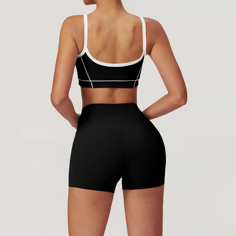 2 Piece Yoga Set Women Sport Bra Gym Workout Legging High Waist Wide Flare Pant Fitness Sports Shorts Active Wear Suit The Clothing Company Sydney