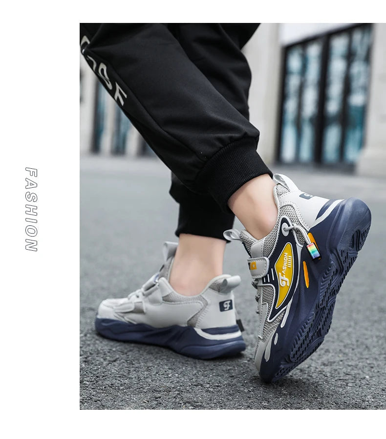 Boys’ Breathable Mesh Sneakers – Non-Slip Lightweight Kids Sports Shoes with Hook & Loop Closure (Ages 7–13) The Clothing Company Sydney