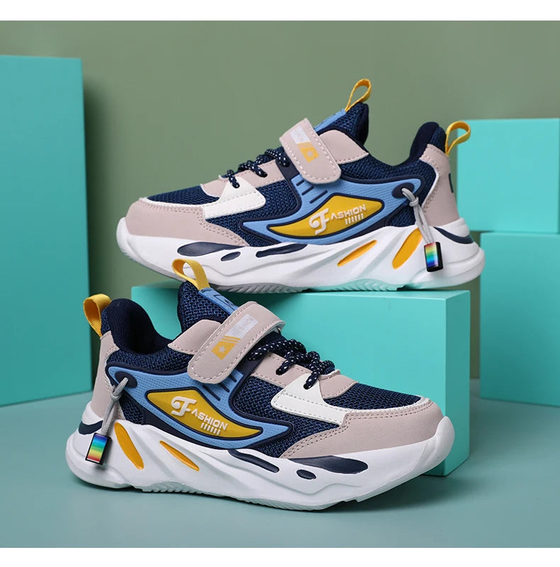 Boys’ Breathable Mesh Sneakers – Non-Slip Lightweight Kids Sports Shoes with Hook & Loop Closure (Ages 7–13) The Clothing Company Sydney