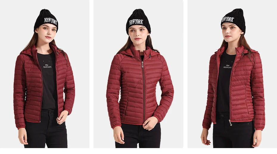 Winter Parka Ultralight Padded Puffer Jacket For Women's Coat With Hood Outdoor Warm Lightweight Outwear With Storage Bag The Clothing Company Sydney