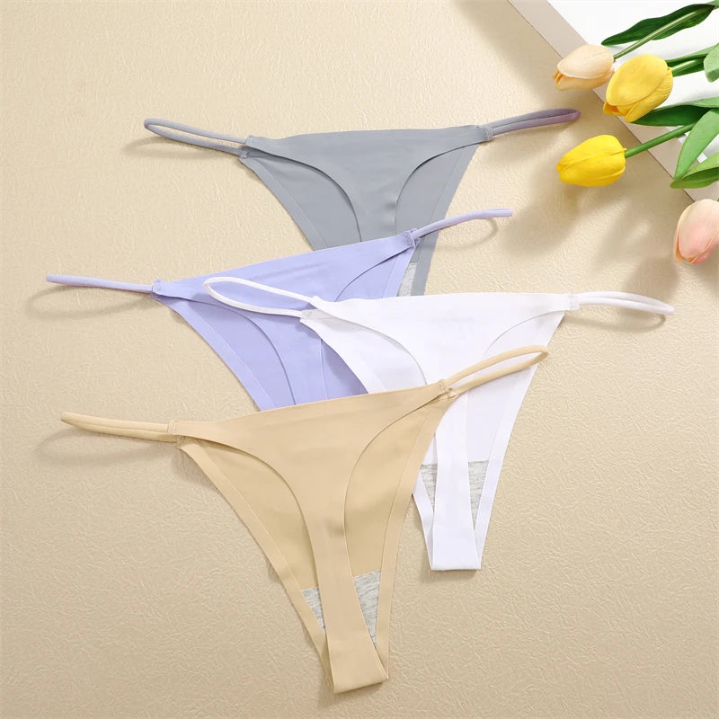 3 Pack Women Seamless Thongs Low Waist Bikini Panties Female Underpants T-back Underwear - The Clothing Company Sydney